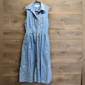 Vintage Guess Sleeveless Denim Button Up Dress Women's 4/5